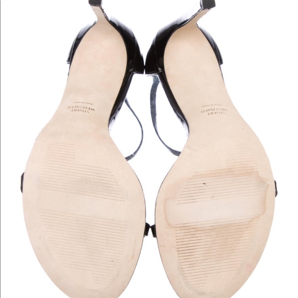 Stuart Weitzman.Nudist Sandal.Black Patent Leather - Picture 5 of 8